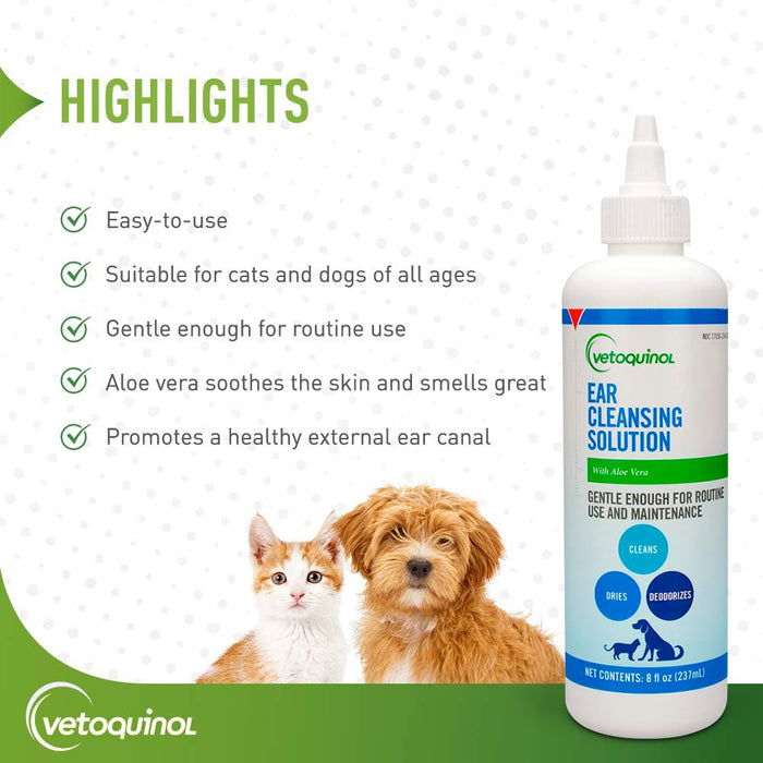 Vetoquinol Ear Cleansing Solution with Aloe for Dogs & Cats
