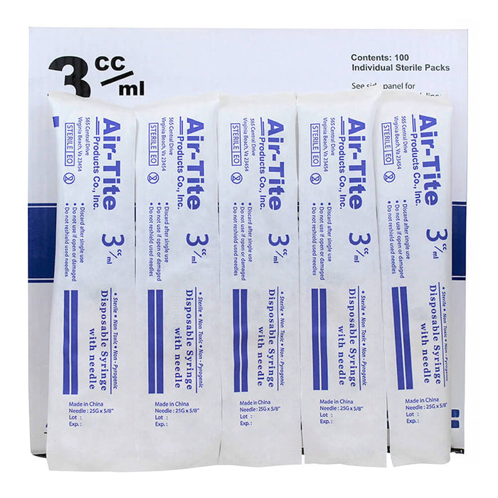 Air-Tite Luer Slip Syringes with Needles, 100 Count