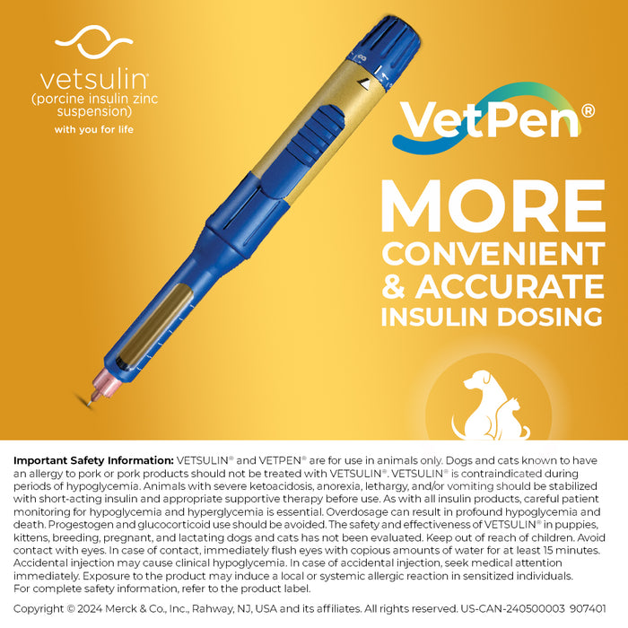 Rx Vetsulin (porcine insulin Zinc suspension) U-40 Cartridge for Vet Pen, 40u/ml 2.7ml, 10pk