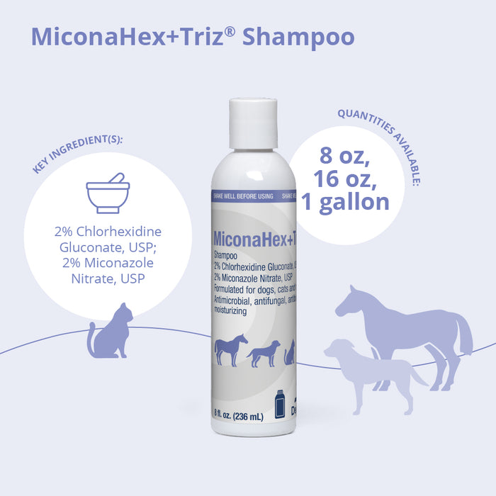 MiconaHex+Triz Medicated Antifungal & Antibacterial Shampoo for Dogs, Cats & Horses