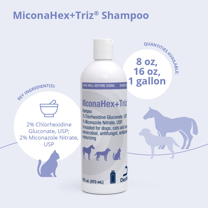 MiconaHex+Triz Medicated Antifungal & Antibacterial Shampoo for Dogs, Cats & Horses
