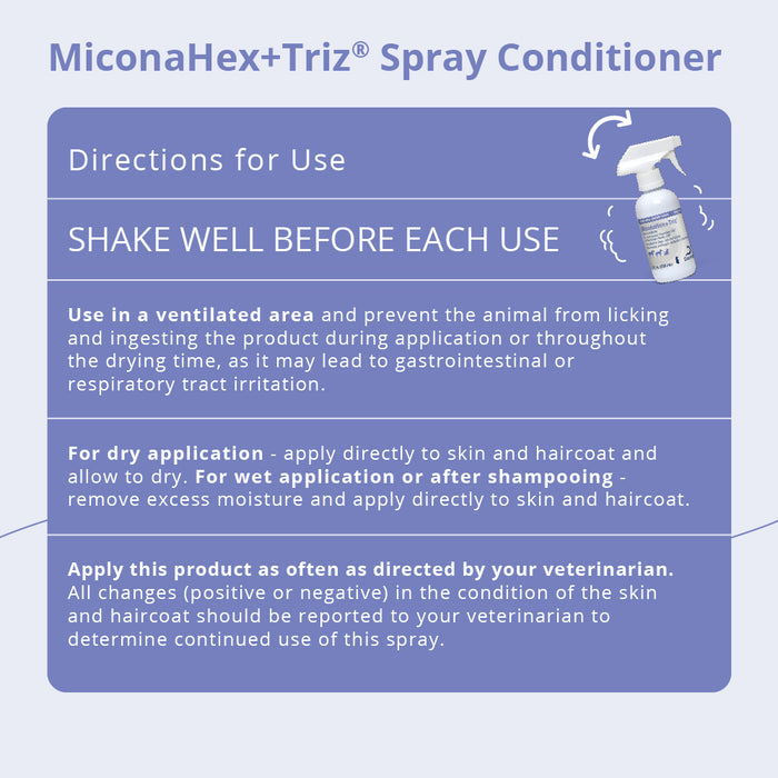 MiconaHex+Triz Antimicrobial Spray Conditioner for Dogs, Cats, and Horses, 8 oz