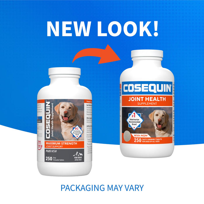 Nutramax Cosequin Maximum Strength Joint Health Plus MSM Supplement for Dogs, Chewable Tablets