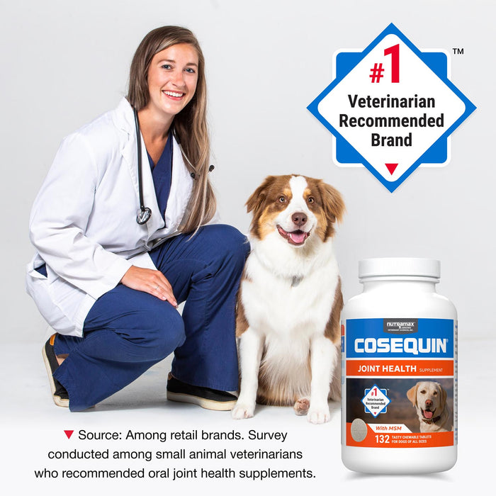 Nutramax Cosequin Maximum Strength Joint Health Plus MSM Supplement for Dogs, Chewable Tablets