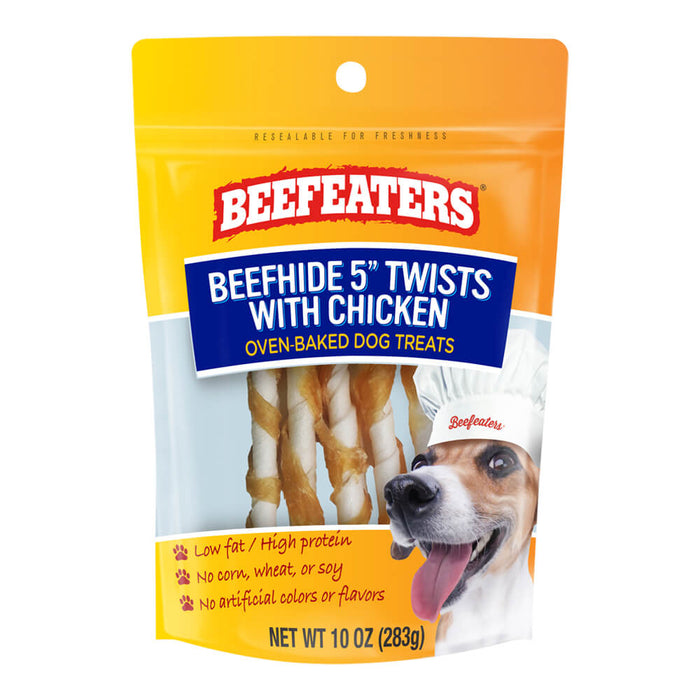 Beefeaters Oven-Baked Beefhide 5" Twists with Chicken Treats for Dogs