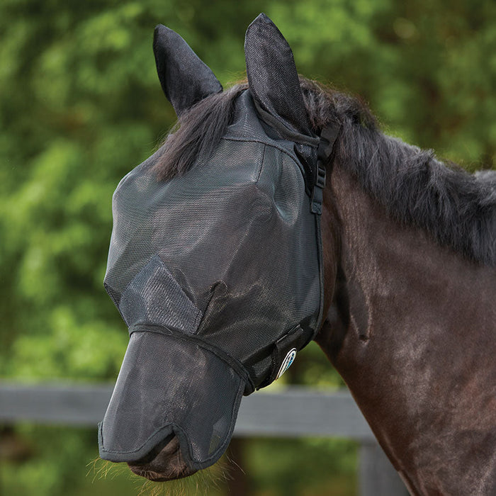 Weather Beeta ComFITec Double Dart Deluxe Fly Mask w/Ears & Nose Color Black