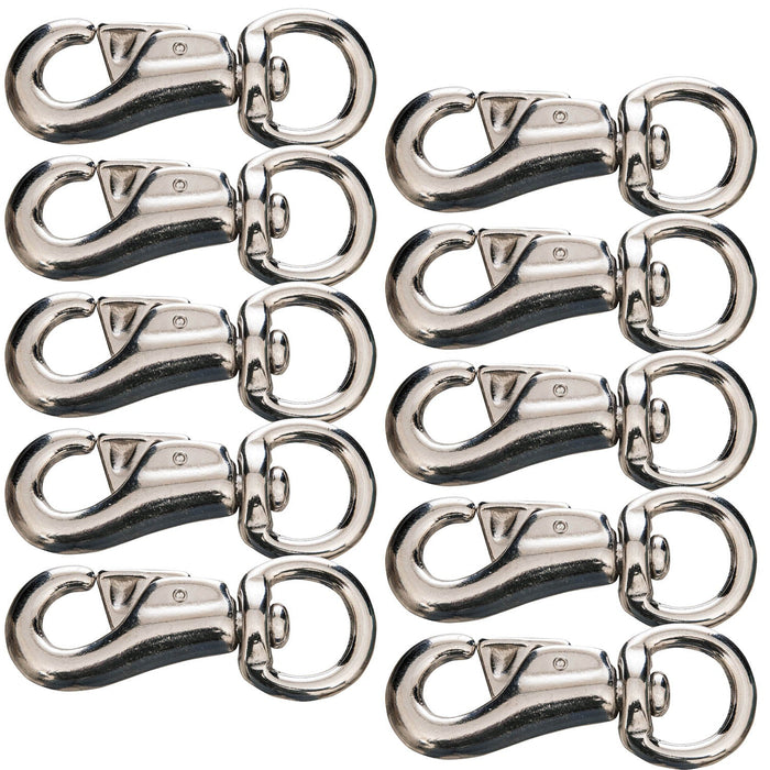 Round Eye Nickel-Plated Bull Snap, 4', 10 pk - 