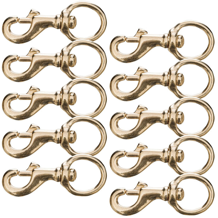 Round Eye Solid Brass Bolt Snap, 1' x 3 1/2', 10 pk - 