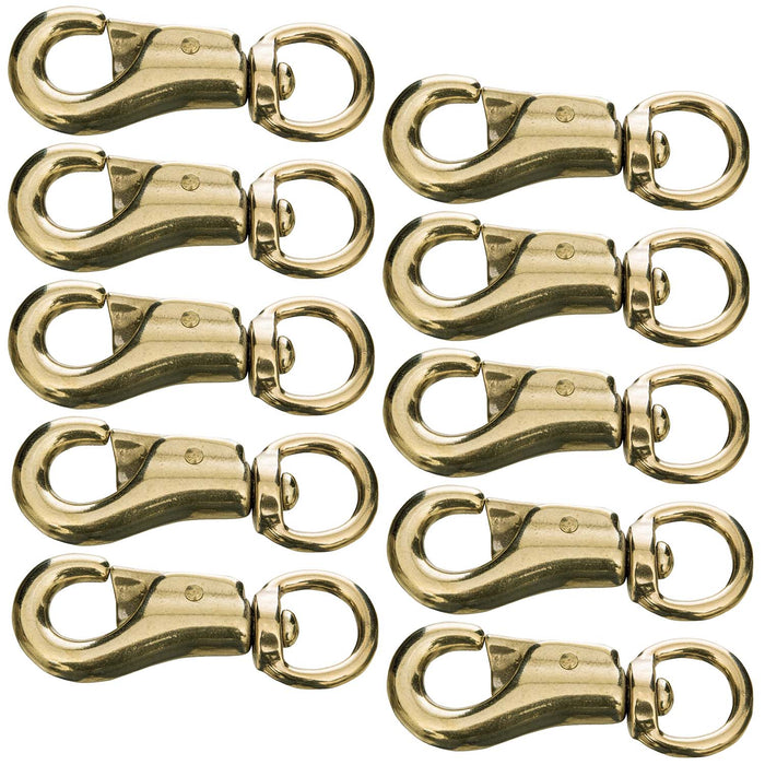 Round Eye Solid Brass Bull Snap, 3 3/4', 10 pk - 