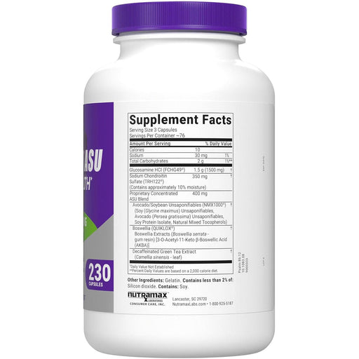Nutramax Cosamin ASU Joint Health Supplement with Glucosamine, Chondroitin & ASU for Men’s & Womens Joint Health, 230 Capsules Size 230