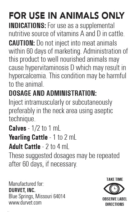 Vitamin AD Injection for Cattle, 250 ml
