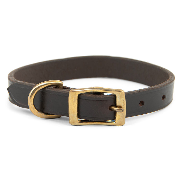 Jeffers Flat Latigo Leather Dog Collar with Brass Hardware