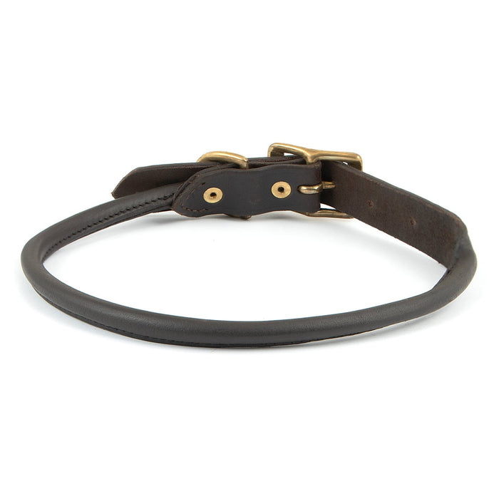 Jeffers Rolled Leather Dog Collars with Brass Hardware