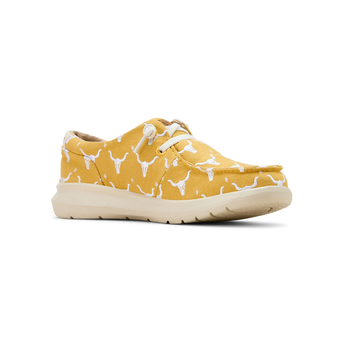 Ariat Womens Hilo Doodle Shoes, Mustard Steer Head Print, Color Mustard