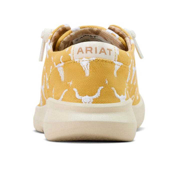 Ariat Womens Hilo Doodle Shoes, Mustard Steer Head Print, Color Mustard