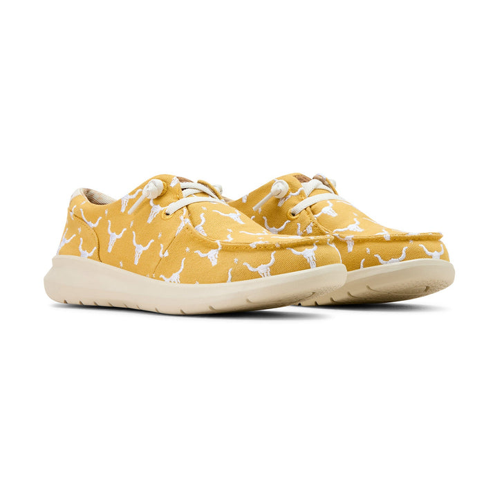 Ariat Womens Hilo Doodle Shoes, Mustard Steer Head Print, Color Mustard