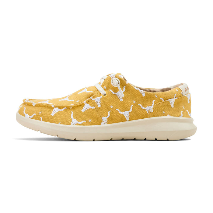 Ariat Womens Hilo Doodle Shoes, Mustard Steer Head Print, Color Mustard