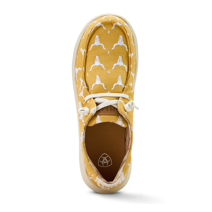 Ariat Womens Hilo Doodle Shoes, Mustard Steer Head Print, Color Mustard