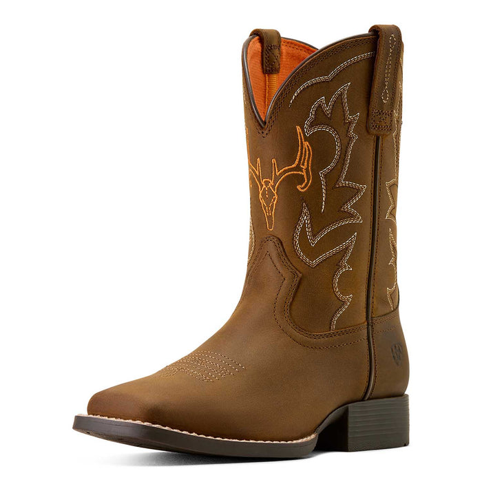 Ariat Youth Deer Ridge Wide Square Toe Western Boot Color Brown