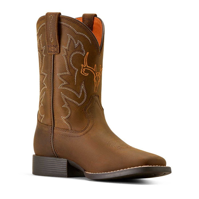 Ariat Youth Deer Ridge Wide Square Toe Western Boot Color Brown