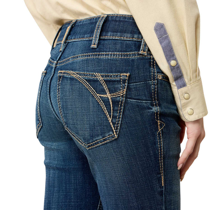Ariat Womens Mid Rise Fiona Boot Cut Jeans Color blue