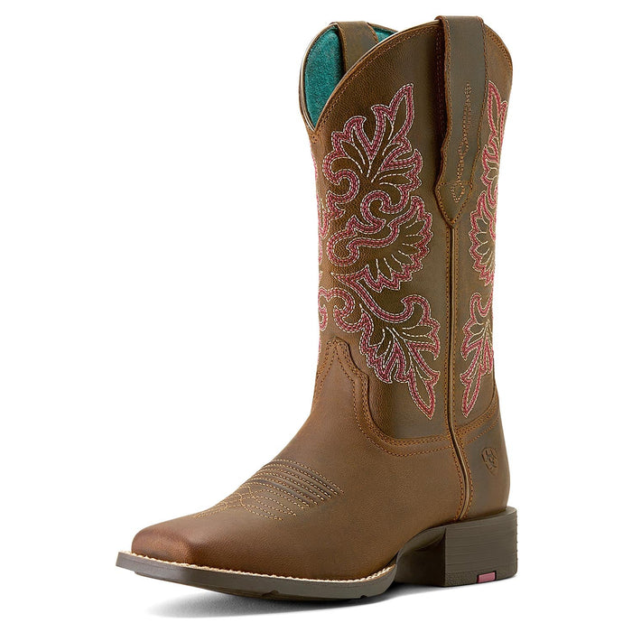 Ariat Womens Round Up Wide Square Toe StretchFit Boot Color Sassy Brown