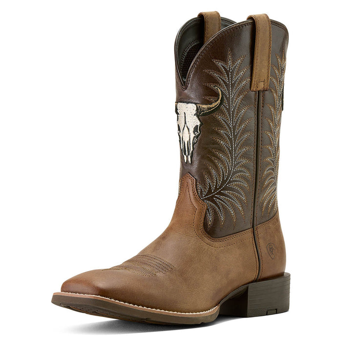 Ariat Mens Sport Steer Skull Boo Color D=Sandstorm & Chocolate