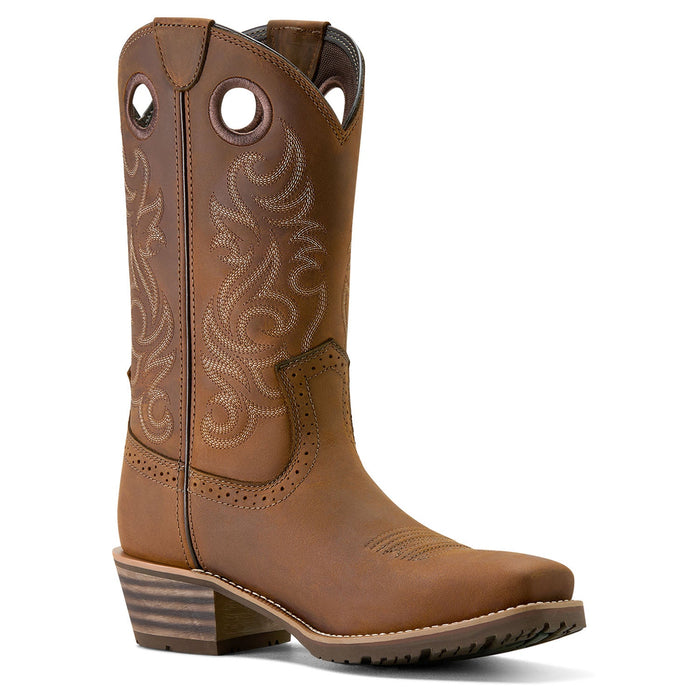 Ariat Mens Hybrid Roughstock Square Toe Cowboy Boo Color Distressed Brown