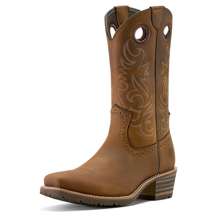 Ariat Mens Hybrid Roughstock Square Toe Cowboy Boo Color Distressed Brown