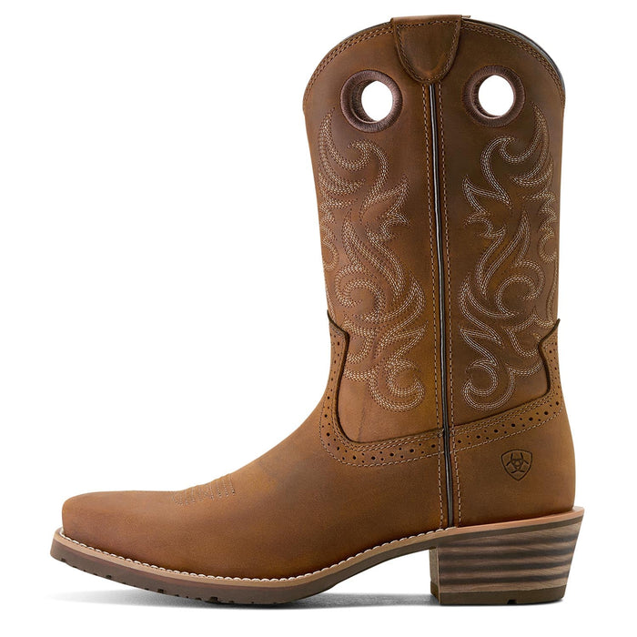 Ariat Mens Hybrid Roughstock Square Toe Cowboy Boo Color Distressed Brown
