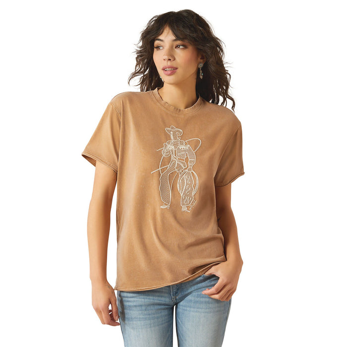 Ariat Womens Buckaroo Embroidered T-Shirt Color Toasted Coconut