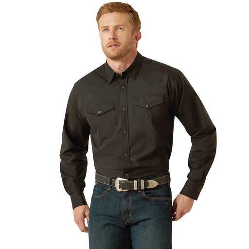 Ariat Mens Wrinkle Free Refines Slub Shirt Color Black