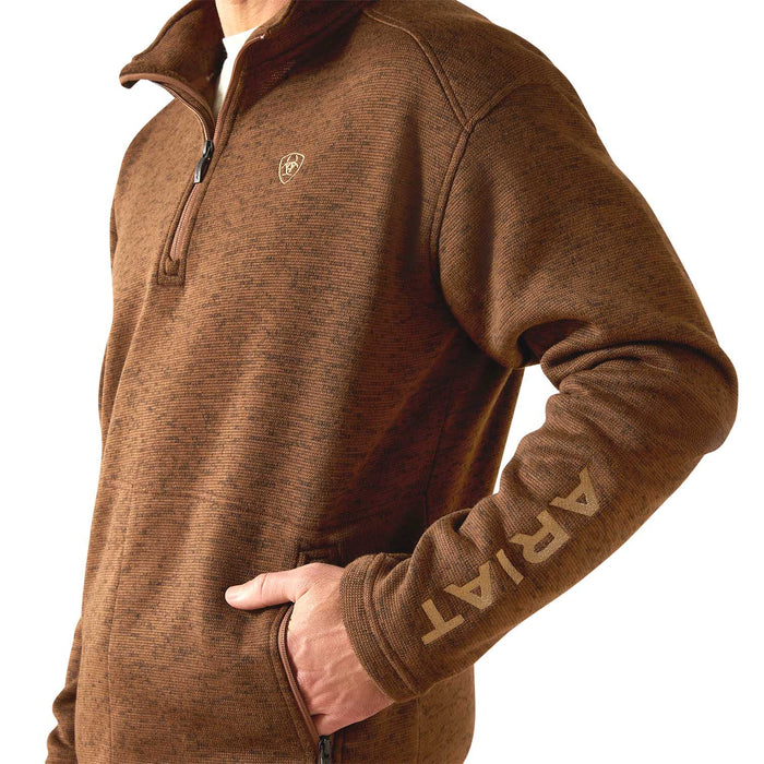 Ariat Mens Caldwell 1/4 Zip Pullover Sweater Color Brown