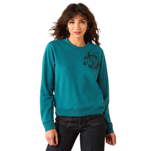 Ariat Womens Essential Sendero West is Best Sweatshirt Color Teal