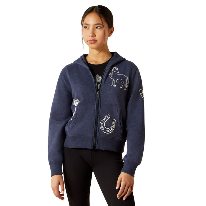 Ariat Youth Spiffy Full Zip Hoodie Color Navy