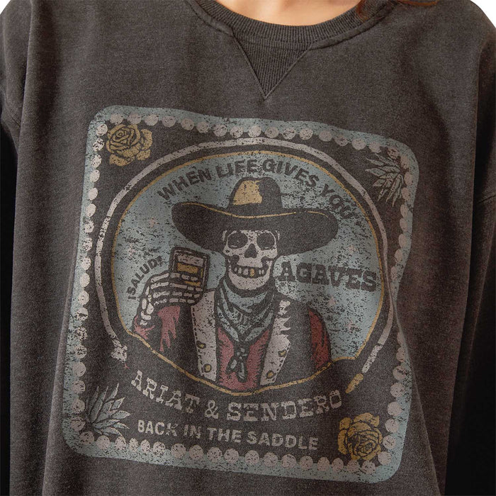 Ariat Womens Oversize Sendero When Life Gives You Agaves Sweatshirt Color Black