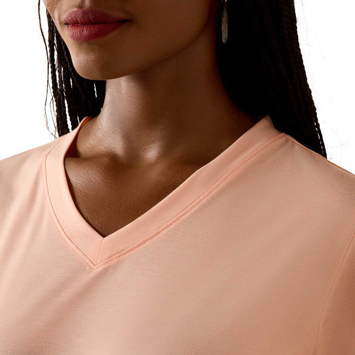 Ariat Womens Compass V-Neck T-Shirt Color Peach Amber
