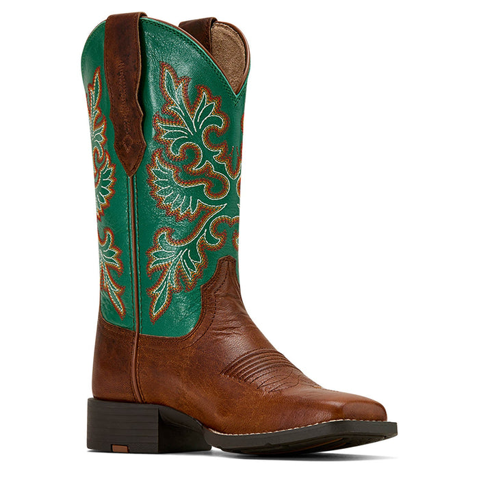 Ariat Womens Round Up Wide Square Toe StretchFit Western Boot Color Brown