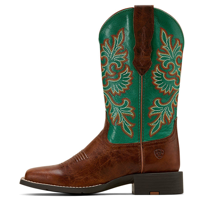 Ariat Womens Round Up Wide Square Toe StretchFit Western Boot Color Brown