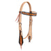 Cody Pro Two-Tone Carved Browband Headstall with Floral Tooling Color Brown