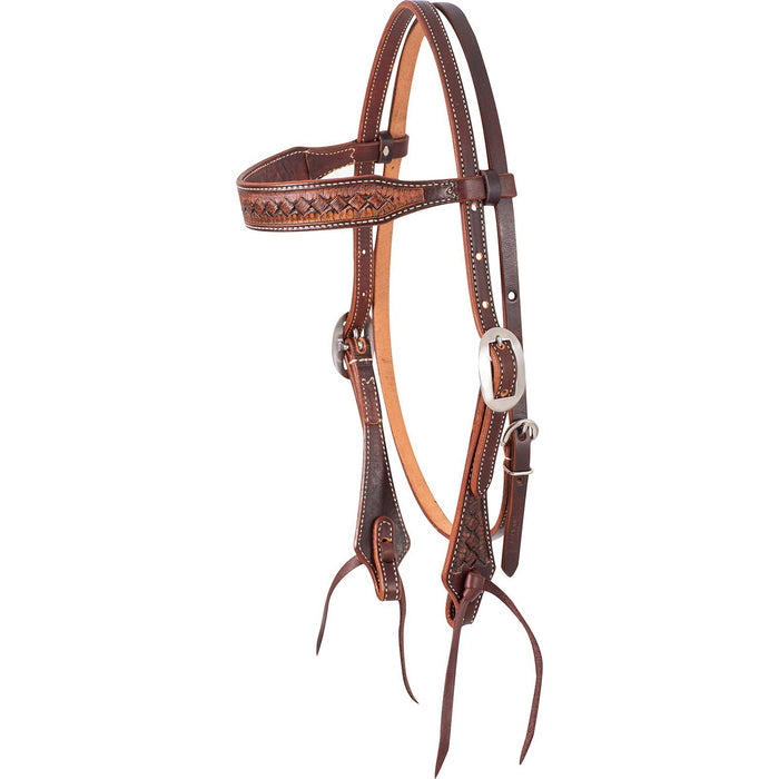 Martin Saddlery Weave Stamped Browband Headstall Color Brown