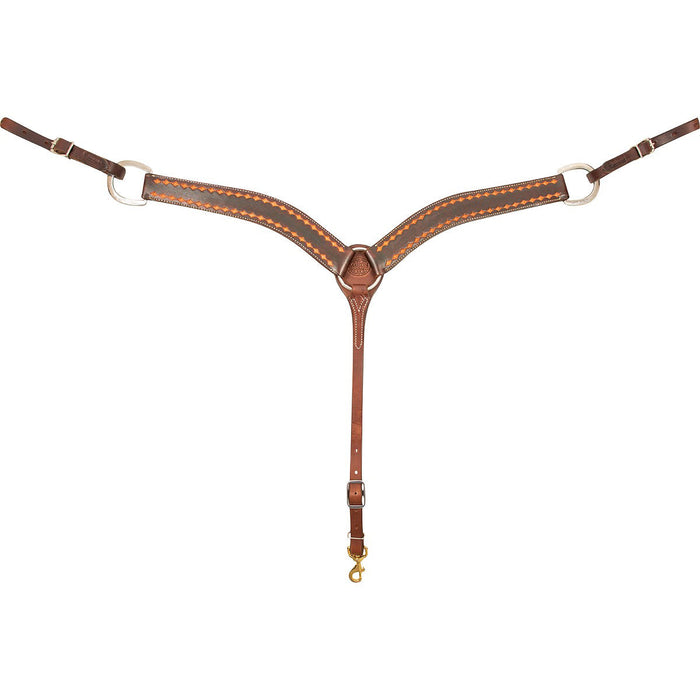 Martin Saddlery Breast Collar with Dark Framed Diamond Tooling Color Brown