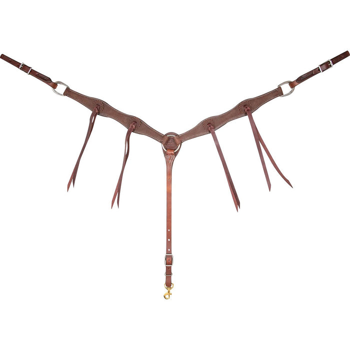 Martin Saddlery 1.5 Breast Collar with Rosette Strings Color Brown