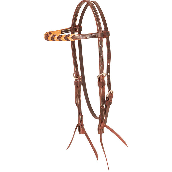 Martin Saddlery Latigo and Skirting Leather Blood Knot Browband Headstall Color Brown