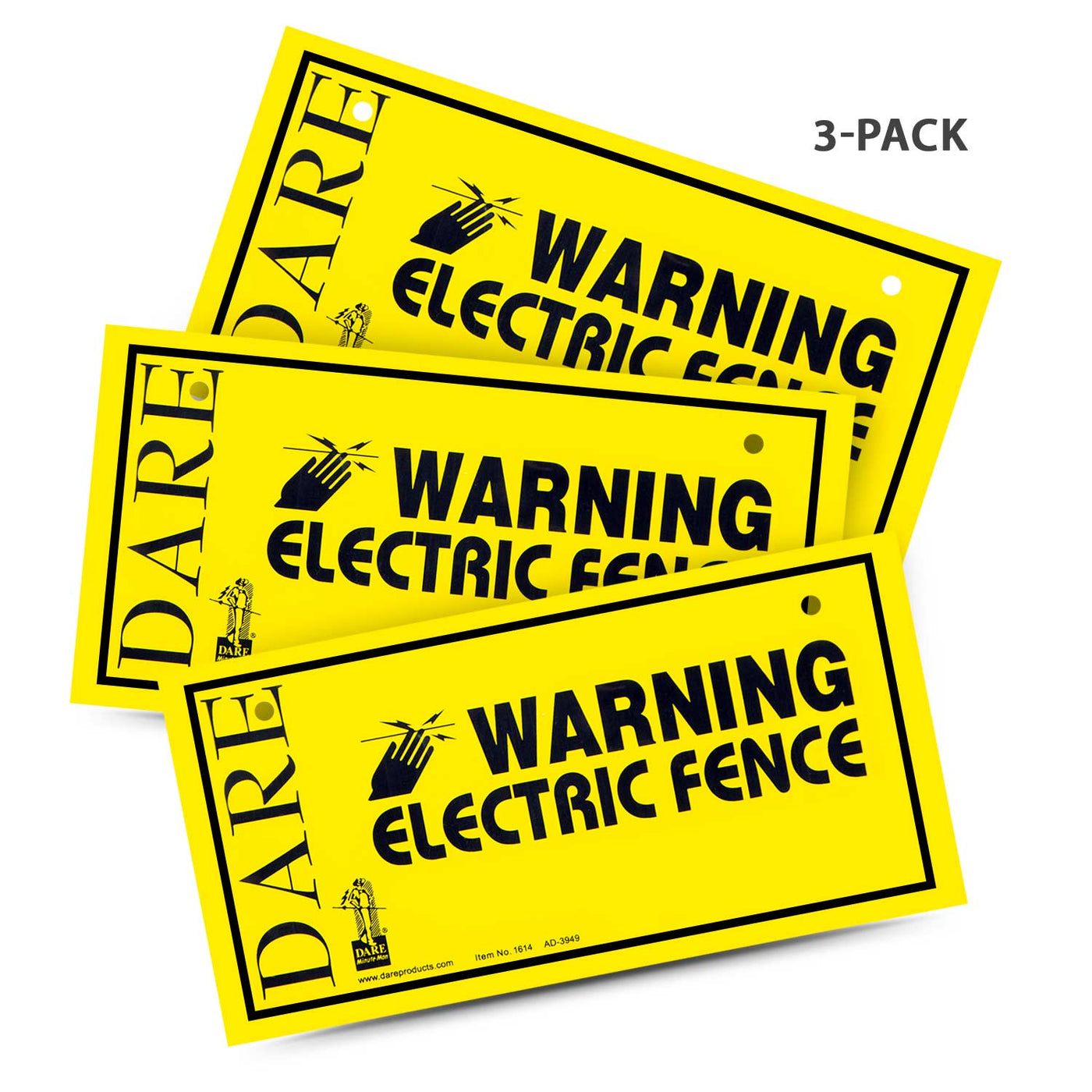 Dare Warning Sign "Electric Fence", pack of 3 — Lambert Vet Supplies