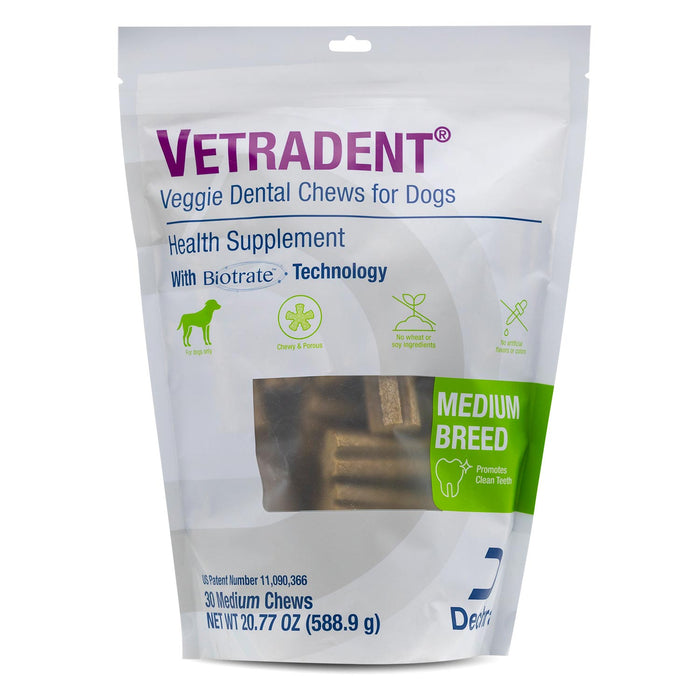 Vetradent Veggie Dental Chews for Dogs – Plaque & Tartar Control, Fresh Breath, Daily Oral Care Treats