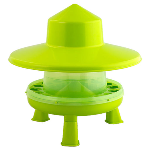 PLASTIC POULTRY FEEDER 4 KG. WITH LEGS & RAINHAT - GREEN LEMON Color Green Lemon