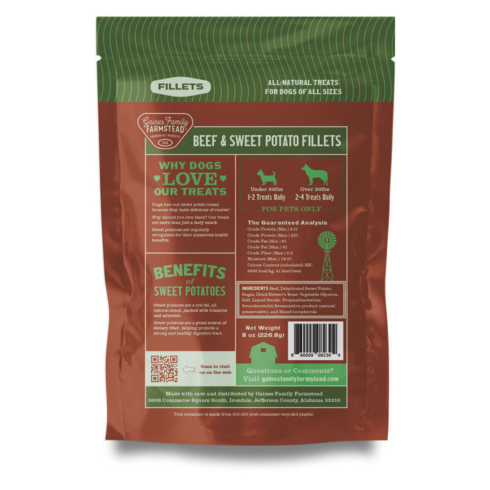 All Natural Meat & Sweet Potato Fillets Dog Treats – Limited Ingredient, Made in USA