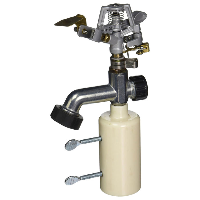 Heavy-Duty T-Post Irrigation Sprinkler Attachment, Brass/Zinc – Adjustable Spray for Garden, Yard, and Corrals, 90 ft Coverage