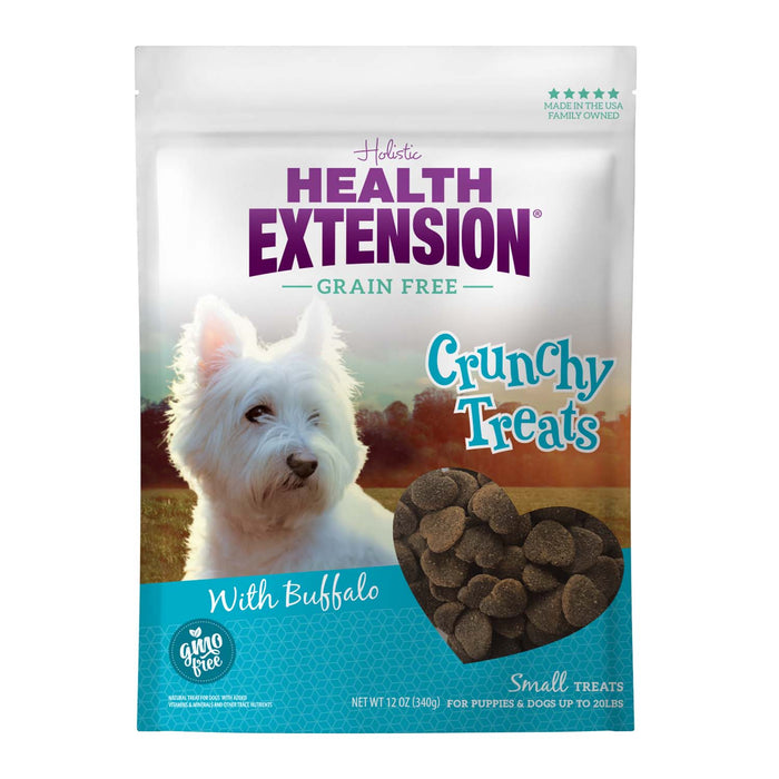 Health Extension Crunchy Heart Shaped Buffalo Dog Treats Small Size Cookie 12oz Size 12oz